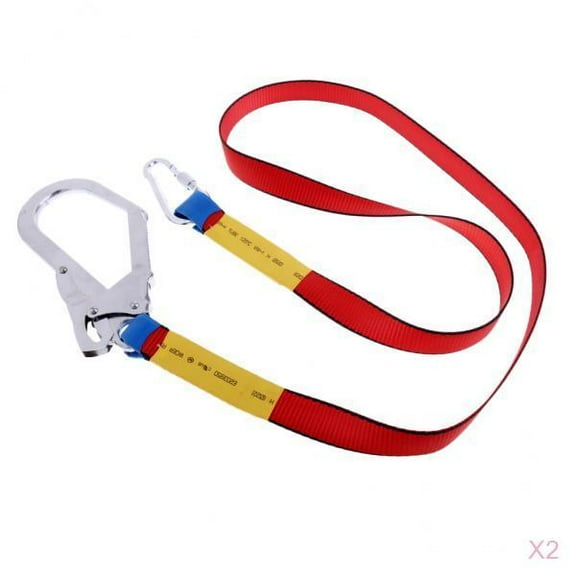 Dualoai 2 Piece Climbing Harness Belt Lanyard Fall Protection with Carabiner