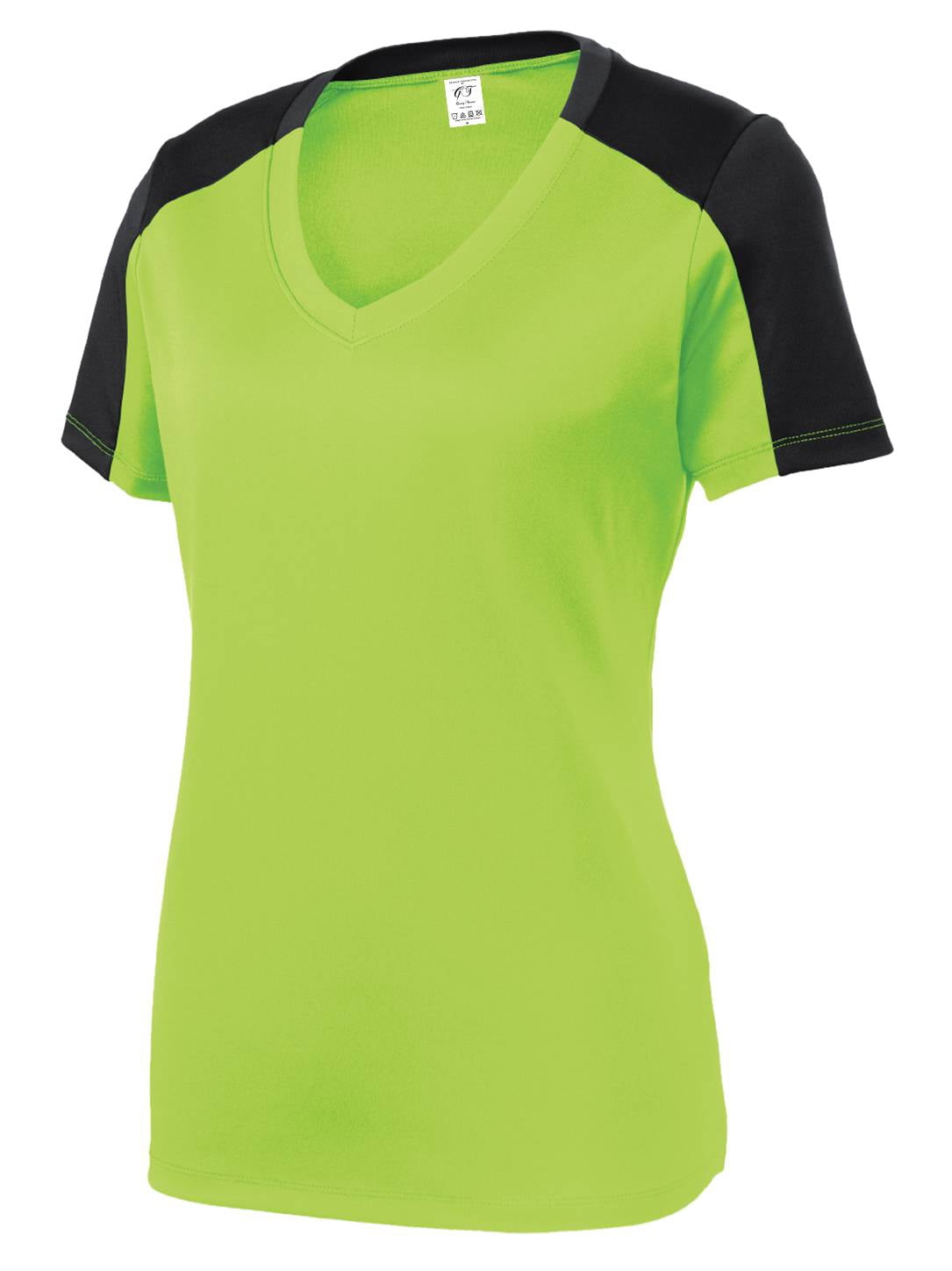 Gravity Threads Chemise à Manches Bloquées pour Femmes - Évacuation de l'Humidité - Lime Shock/noir - Petit