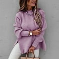 thumbnail image 4 of Fengactive Women's Oversized Chunky Cable Knit Sweaters 2025 Fashion Side Slit Hem Lantern Sleeve Crewneck Loose Fit Pullover, 4 of 5