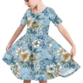 thumbnail image 6 of IFNWSV Dresses for Girls Short Sleeve Round Neck Floral Print Patchwork Pleated A Line Summer Dress Multicolor 4 Years, 6 of 7