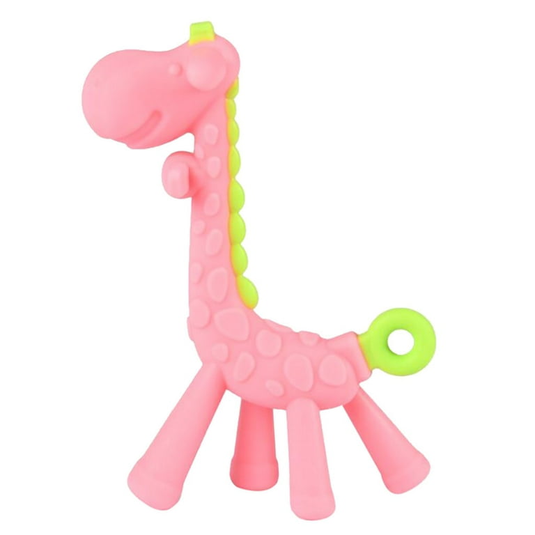 JDEFEG Teether Toy Children's Soft Giraffe Silicone Stick Molar