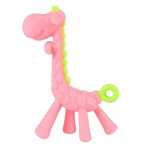 Egmy Children'S Soft Silicone Giraffe Teether Holder Baby Teething