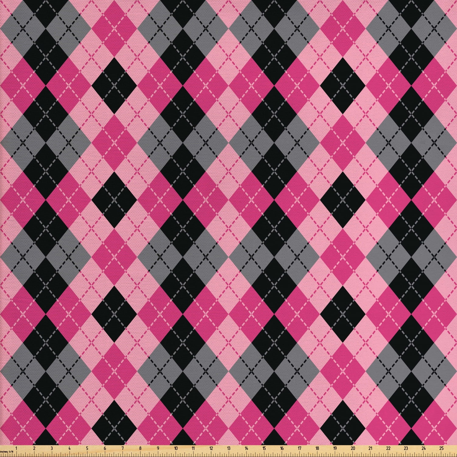 Abstract Fabric by The Yard, Argyle Motif with Diamonds and Lozenges ...