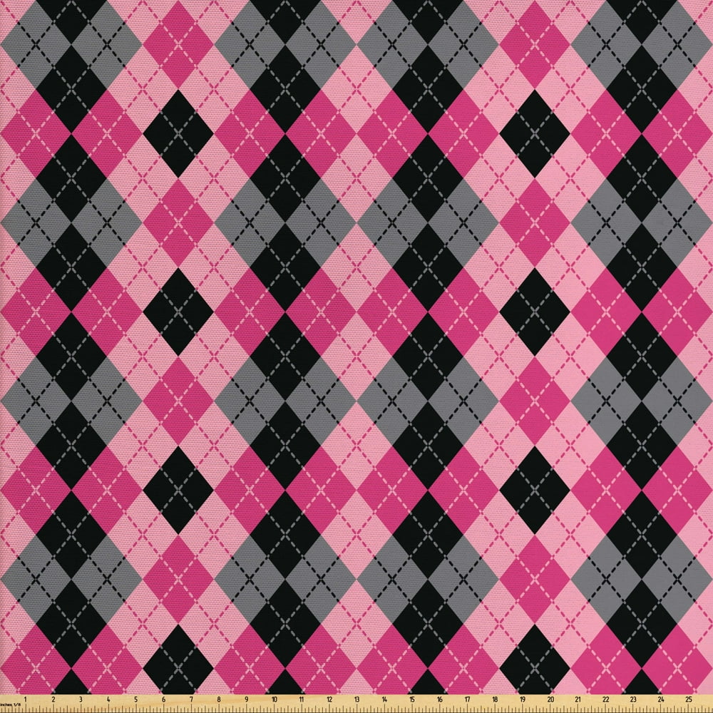 Abstract Fabric by The Yard, Argyle Motif with Diamonds and Lozenges