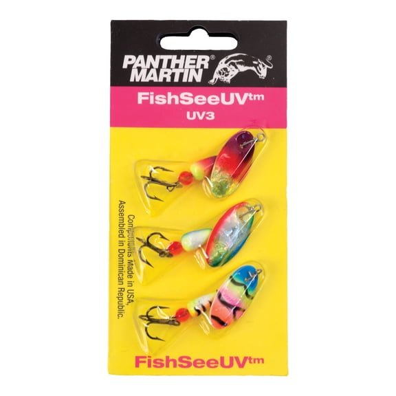 Panther Martin FishSeeUV Ultra Violet Spinner Fishing Lures, 1/8 oz, 3 Pack