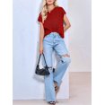 thumbnail image 5 of Women'S Summer Cropped Sweater Vest Trendy Cap Sleeve Crop Tops Crew Neck Loose Knit Tank Top Red L, 5 of 7