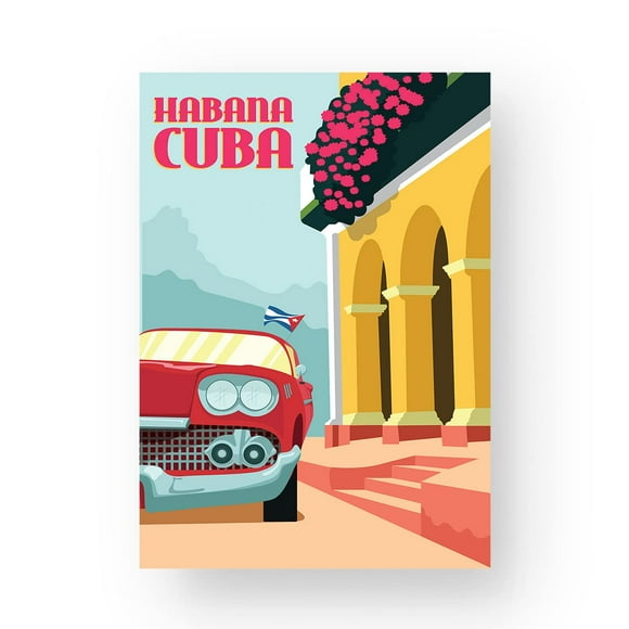 EzPosterPrints - Retro World Famous City Posters - Decorative, Vintage, Retro, Grunge Travel Poster Printing - Wall Art Print for Home Office - La Habana 2, Cuba - 24X36 inches