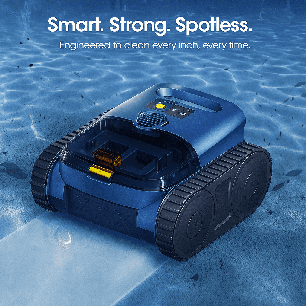 Automatic Robotic Pool Cleaner, Cordless Pool Vacuum with High-Suction Performance, Deep Filtration System and Wall-Climbing Capability for In-Ground & Above-Ground Pools