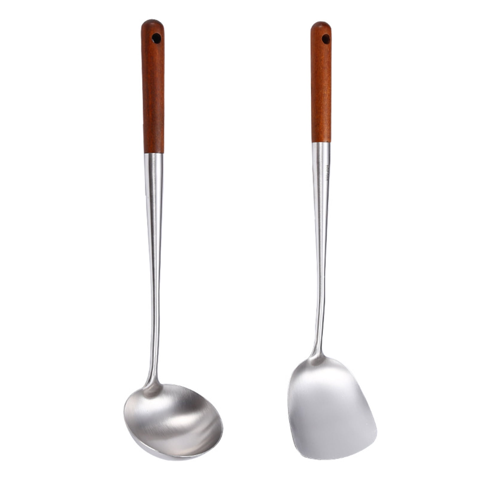 Shenmeida 2Pcs Wok Spatula and ladle Tool Set, 304 Stainless Steel wok