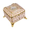 thumbnail image 3 of EHJRE Square Jewelry Box Small Trinket Box High End European Small Metal Decorative Jewelry Box Keepsake Gift Box Case for Necklace Gold White, 3 of 9