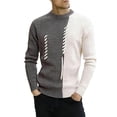 thumbnail image 2 of Men's Mock Turtleneck Sweater Color Block Ribbed Knit Thermal Pullover for Fall and Winter Casual Wear, Ideal for Christmas Parties,Gray,3XL, 2 of 5