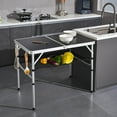 Folding Camping Table, 36''L x24''W Camp Aluminum Table with Adjustable