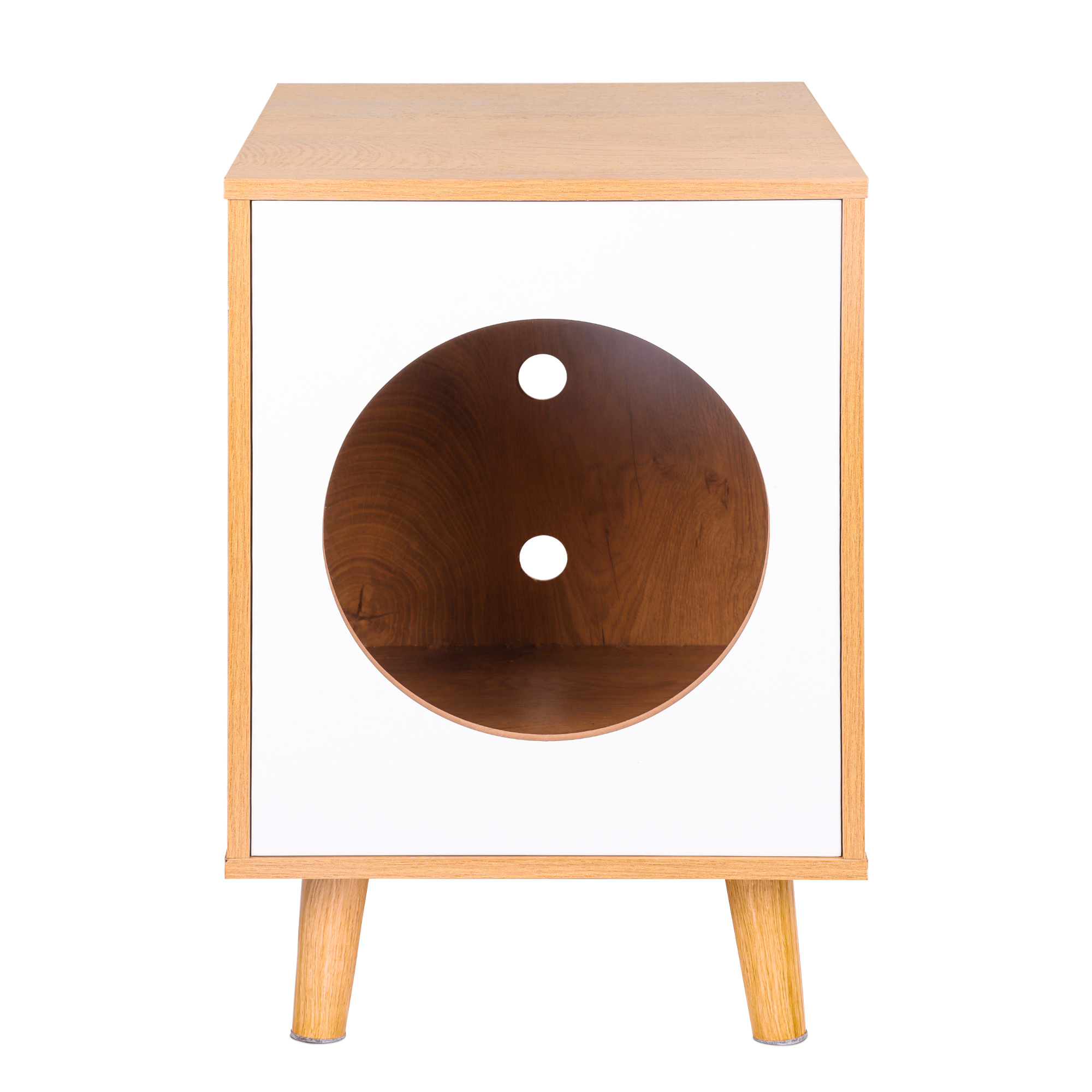 LANTRO JS Wooden Cat House End Table, Cat Condo Bed Side Table