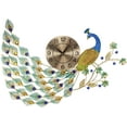 thumbnail image 3 of Ebros 30" Wide Large Iridescent Peacock Gold Plated Metal Wall Clock Analog Face, 3 of 5