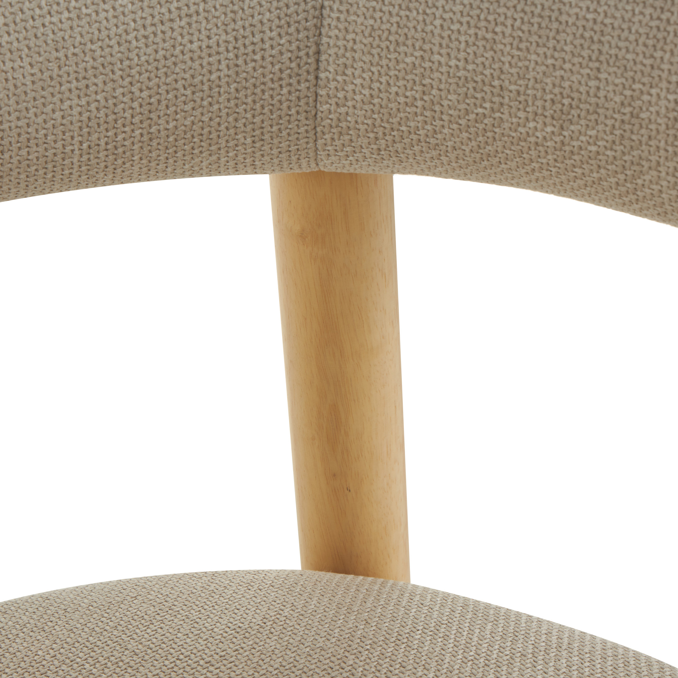DecMode Polyester Curved Back Mid Century Modern Round Boucle Lounge Chair with Light Brown Wood Frame, Beige