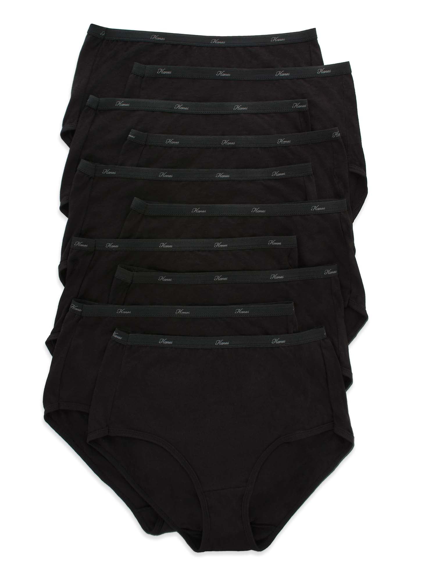Hanes Women's Breathable Cotton All Black Briefs 10-Pack 9 - Walmart.com