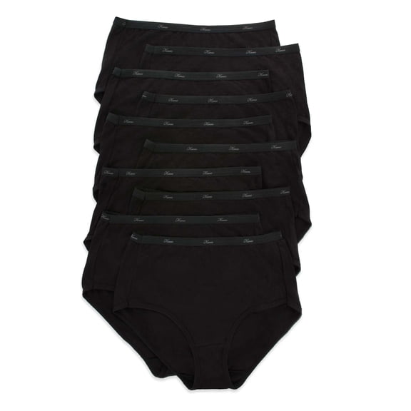 Hanes Women's Cotton Black Briefs Underwear, 10-Pack
