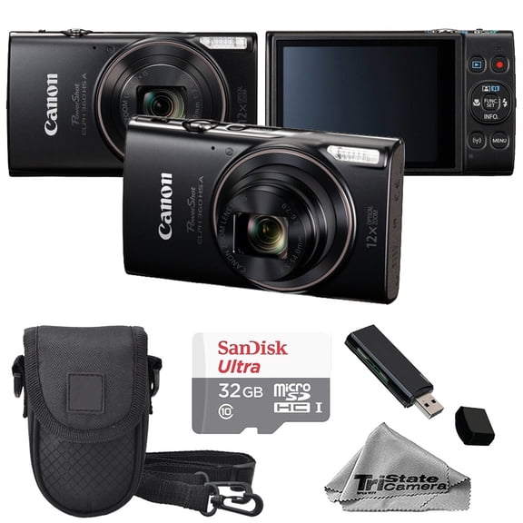 Canon IXY 650M PowerShot ELPH 360 HS A Digital Camera Black Kit with 32GB Memory Card, Carrying Case & Card Reader (International Version)