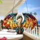 thumbnail image 1 of Colgante de dragones acrílicos | Atrapasol estilo vitral de 30 x 19 cm | Diseño surrealista de ensueño en tonos turquesa, ámbar y carmesí | Decoración impermeable para colgar en la ventana, ideal, 1 of 5
