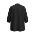 thumbnail image 5 of HongQid Womens Linen Blend Button Down Tunic Ladies Mandarin Neck Pleated Bust 3/4 Sleeve Blouse Casual Shirts, 5 of 7