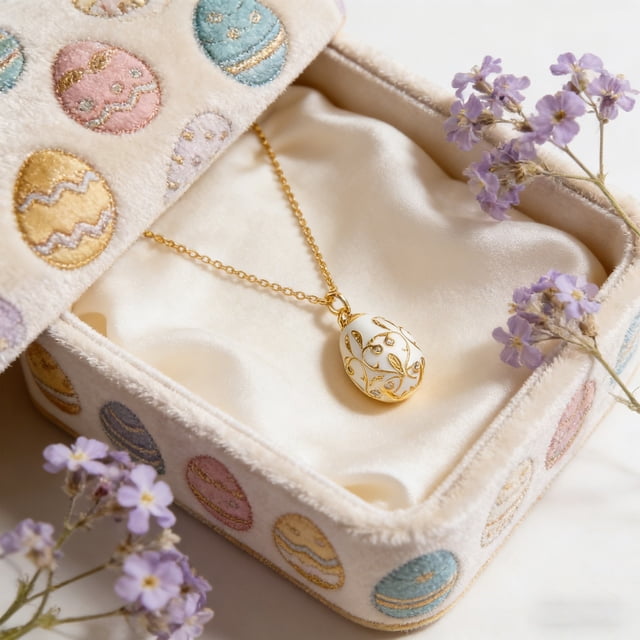 Refined Enamel Zircons Vintage Easter Egg Pendant Necklace Floral Egg Glamour Gold Chain Jewelry For Women Spring Holiday Gift