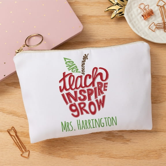 Teach Inspire Grow Personalized Zipper Pouch
