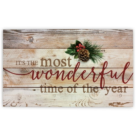 P. Graham Dunn It s The Most Wonderful Time of Year Christmas Holly 14 x 24 Wood Pallet Wall Art Sign Plaque