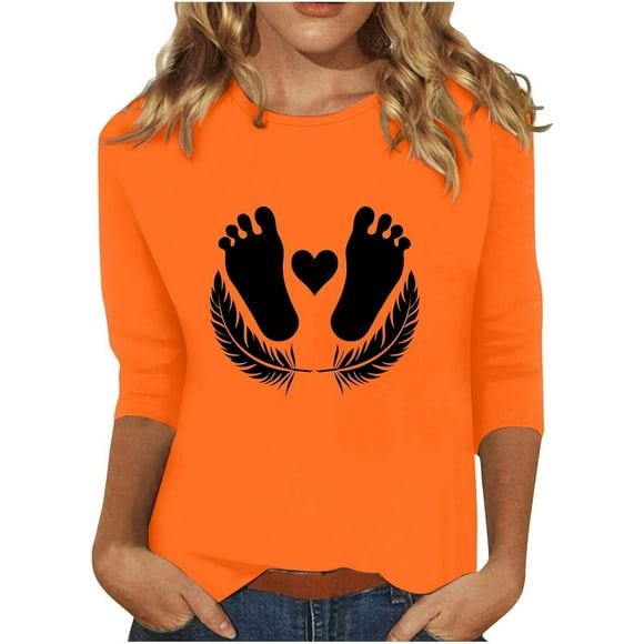 T-shirt Orange Femme Vérité et Réconciliation T-Shirt Femmes Manches 3/4 Orange Autochtone T-Shirt Tee Hauts Unisexe Adulte
