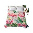 thumbnail image 2 of Twin Flat Sheet Only Flamingo Coastal Monstera Floral Soft Microfiber Cooling Bedding Sheets Summer Tropical Leaves Flat Bed Sheet, 2 of 9