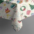 thumbnail image 5 of Beige Christmas Santa Pattern Square Tablecloth,Waterproof Square Table Cover,Wipeable Spillproof Washable Table Cover for Home Kitchen Party Decor 60"x60"(152x152cm), 5 of 6