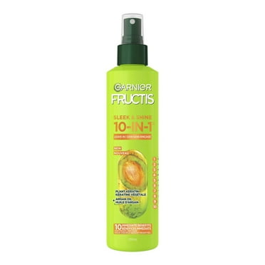 Garnier Fructis Sleek & Shine, 10-In-1 Repairing Leave-In Spray For Frizzy & Dry Hair with Heat Protection, With Argan Oil and Plant Keratin - 239ml, Hair spray for frizzy hair