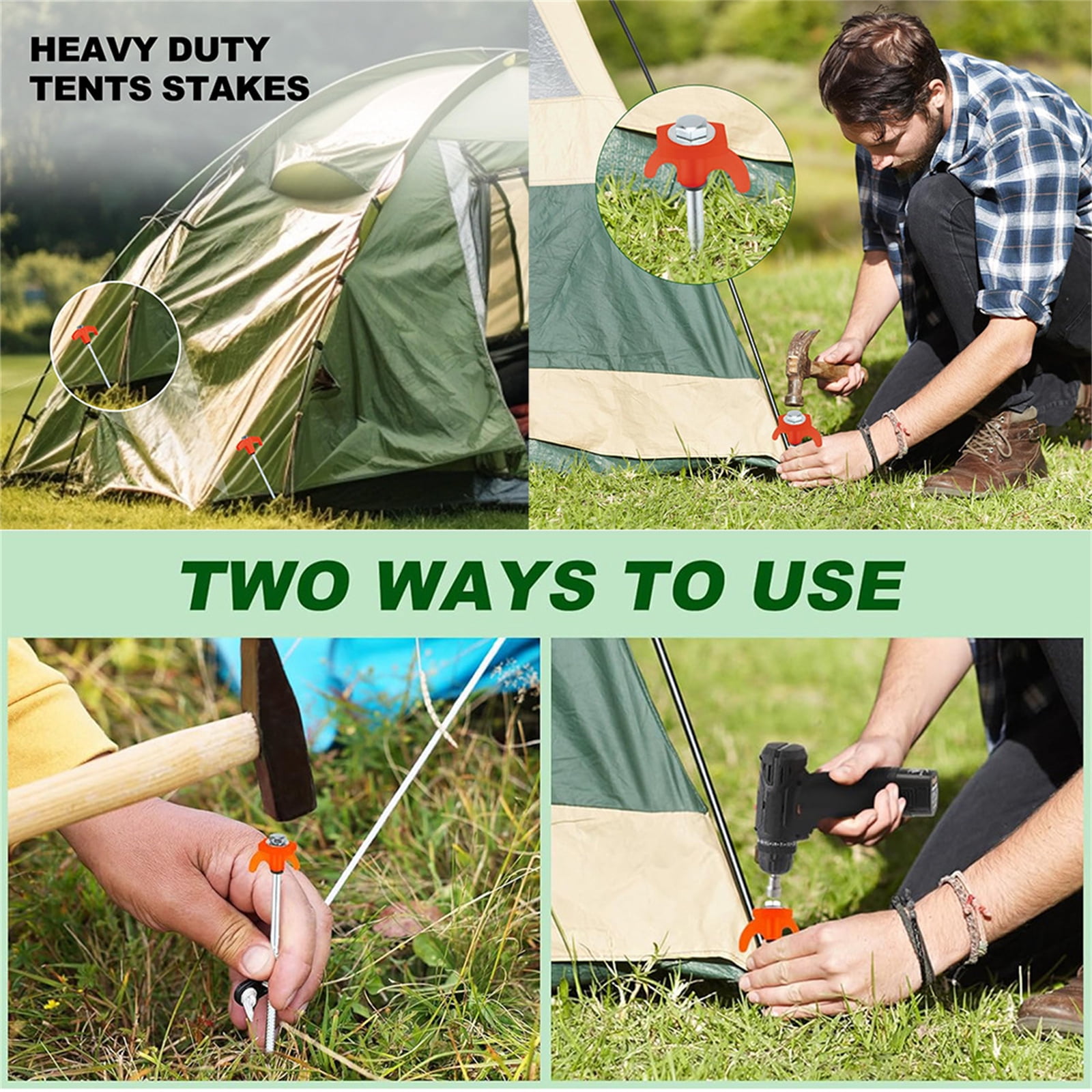 8Pcs Ground Stakes Long Screw Thread Campings Peg Tent Stakes Heavy Dutys Screw Canopies Stakes with Hexagon Socket