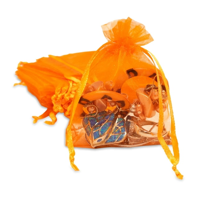 Bolsas de regalo TheDisplay Guys, paquete de 100 unidades, 10 x 15 cm, color naranja transparente