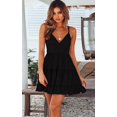 thumbnail image 3 of Vestido skater mini con escote en V, tirantes finos, lazo, espalda descubierta, sin mangas, de encaje, para mujer$Vestidos de mujer Vestido veraniego con escote en V, tirantes finos, lazo, 3 of 7