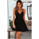thumbnail image 3 of Vestido skater mini con escote en V, tirantes finos, lazo, espalda descubierta, sin mangas, de encaje, para mujer$Vestidos de mujer Vestido veraniego con escote en V, tirantes finos, lazo, 3 of 7