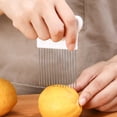 thumbnail image 3 of PEACNNG 1PC Stainless Steel Onion Needle Onion Holder Handheld Simple Slicer Fruit Vegetable Cutter Potato Kitchen Tool Bar Accessories, 3 of 5