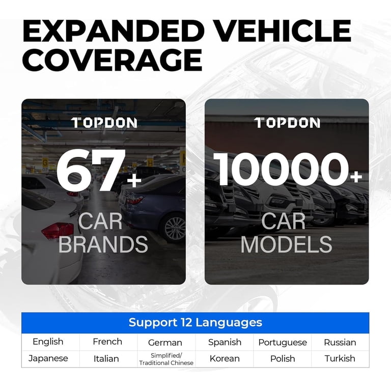 TOPDON OBD2 Code lezer Scanner ArtiDiag500, Motor ABS SRS Transmissie Auto Diagnostische Tool voor alle auto's, 6 Reset Services voor Olie/SAS/TPMS/ETS/BMS/Rem, Wi-Fi Gratis Update