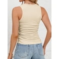 thumbnail image 7 of Women's Summer Tank Tops Solid Color Camisole Sleeveless Crew Neck Crop Tops Side Ruched Drawstring Vest Casual Blouse, 7 of 7