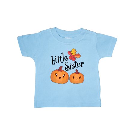 

Inktastic Little Sister Pumpkins with Fall Leaves Gift Baby Girl T-Shirt