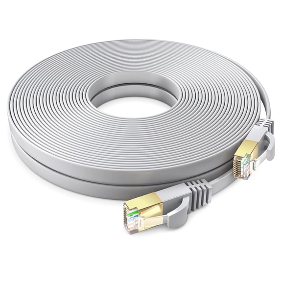 Ethernet Cable 50ft, (Gray) - Cat7 High-Speed LAN Cords for Gaming, Streaming, Router, Modem, PC, PS5, Xbox - Slim & Durable Design (50 Feet)
