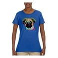 thumbnail image 2 of Pugs and Kisses Cute Dog Neon Rainbow Pug Dog Lover Womens Graphic T-Shirt, Royal, 3XL, 2 of 3