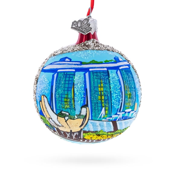 Art Science Museum, Marina Bay, Singapore Glass Ball Christmas Ornament 3.25 Inches