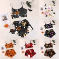 thumbnail image 3 of Women's Halloween Cute Ghost Print Pajama Set Cami Top Elastic Waist Shorts 2-Piece Nightwear Set Funny Skeleton Sleepwear, 3 of 5