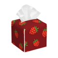 thumbnail image 1 of Fotbe Strawberry Porta Pañuelos Decorativo de Cuero, Caja Cuadrada Moderna para Pañuelos Faciales, Organizador y Dispensador 5x5x5'', 1 of 7