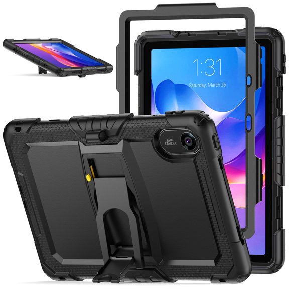 XYX for Xiaomi Redmi Pad 2 Case 11 inch, 3in1 Heavy Duty Shockproof Tablet Cover with Stand, Shoulder Strap, Black