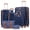 Navy Blue Tan, variant on Gowill 6 Piece Luggage Sets,16/20/24/28 inch Hardside Lightweight ABS Suitcase With Expandable Duffle Bag (White Tan)