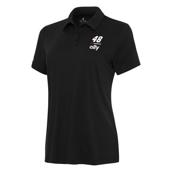 Women's Antigua Black Alex Bowman Reprocess Polo
