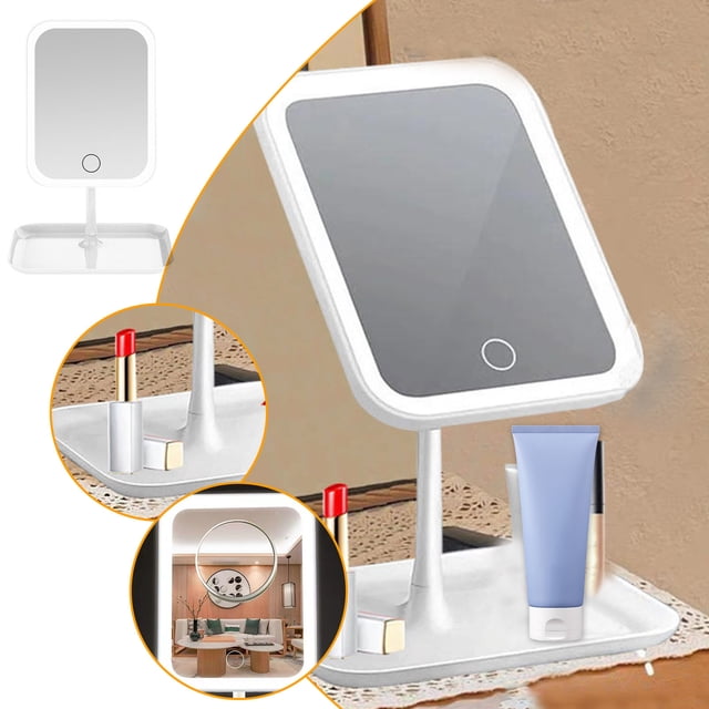 Danhjin The Mirror Folding Travel Mirror Lighted Makeup Mirror With LED 3 Color Light Modes, USB Rechargable, Portable, Thin, CompactVanity Mirror With Screen Dimmin