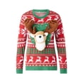 thumbnail image 5 of Women Men Christmas Sweater, Cute 3D Dinosaur/Elk/Shark Long Sleeve Knit Pullover, 5 of 9