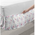 thumbnail image 2 of Hawaiian Bed Skirt, Tropical Pattern Image of Continuous Flamingos and Leaves Art, Elastic Bedskirt Dust Ruffle Wrap Around for Bedding Decor, 4 Sizes, White Pastel Purple and Pink, by Ambesonne, 2 of 2